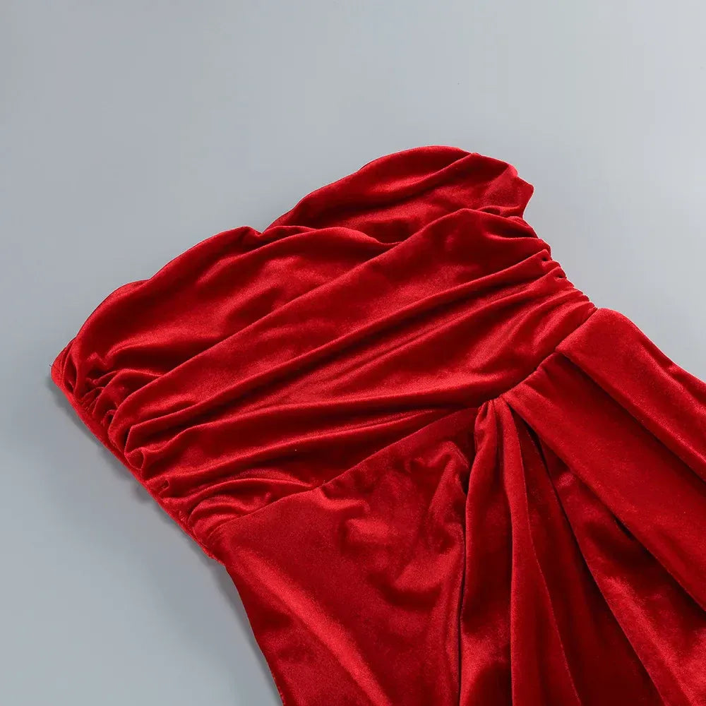 Glamorous Mermaid Sweetheart Ruched Draped Red Floor Length Prom Dress