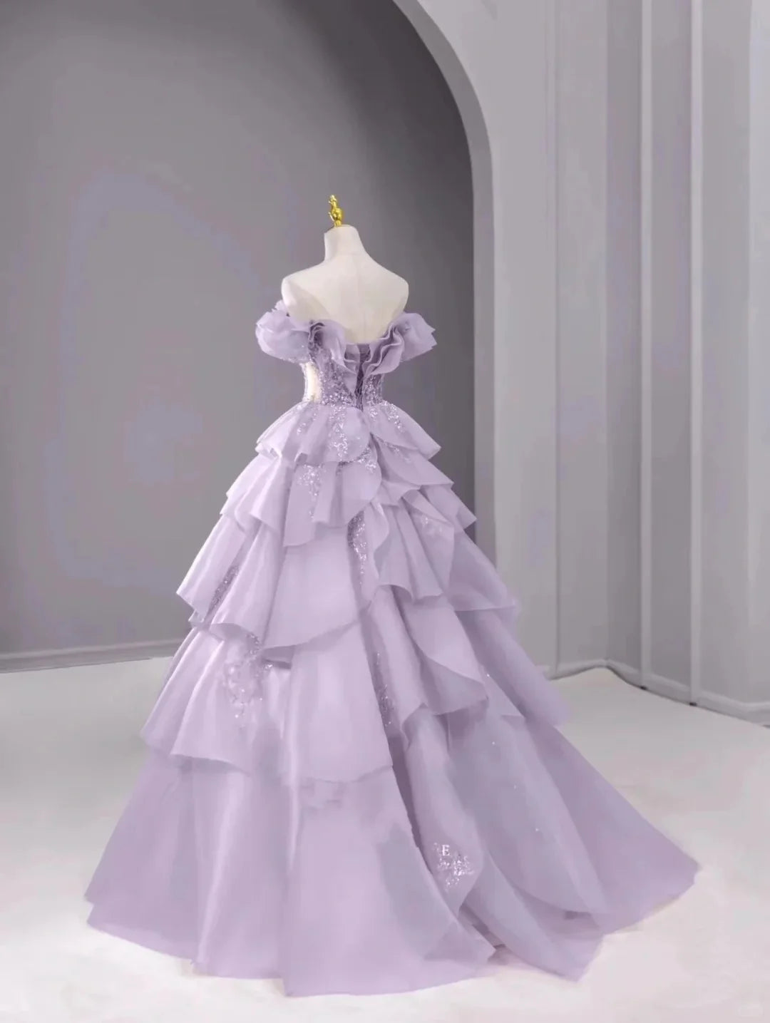 Gorgeous A Line Off The Shoulder Sequins Lilac Long Prom Dress Evening Dress