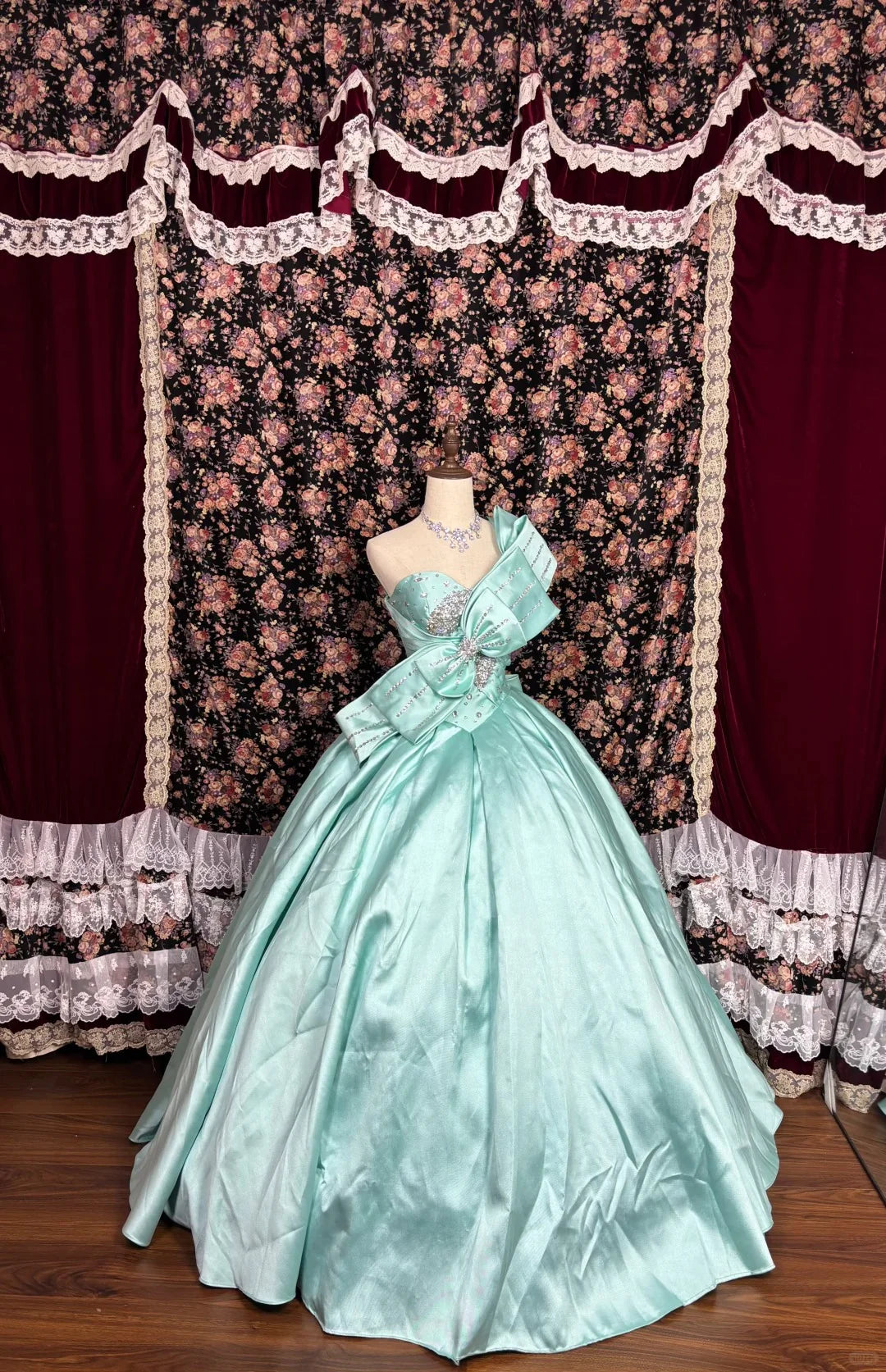 Gorgeous A Line One Shoulder Satin Mint Green Evening Dress Prom Dress