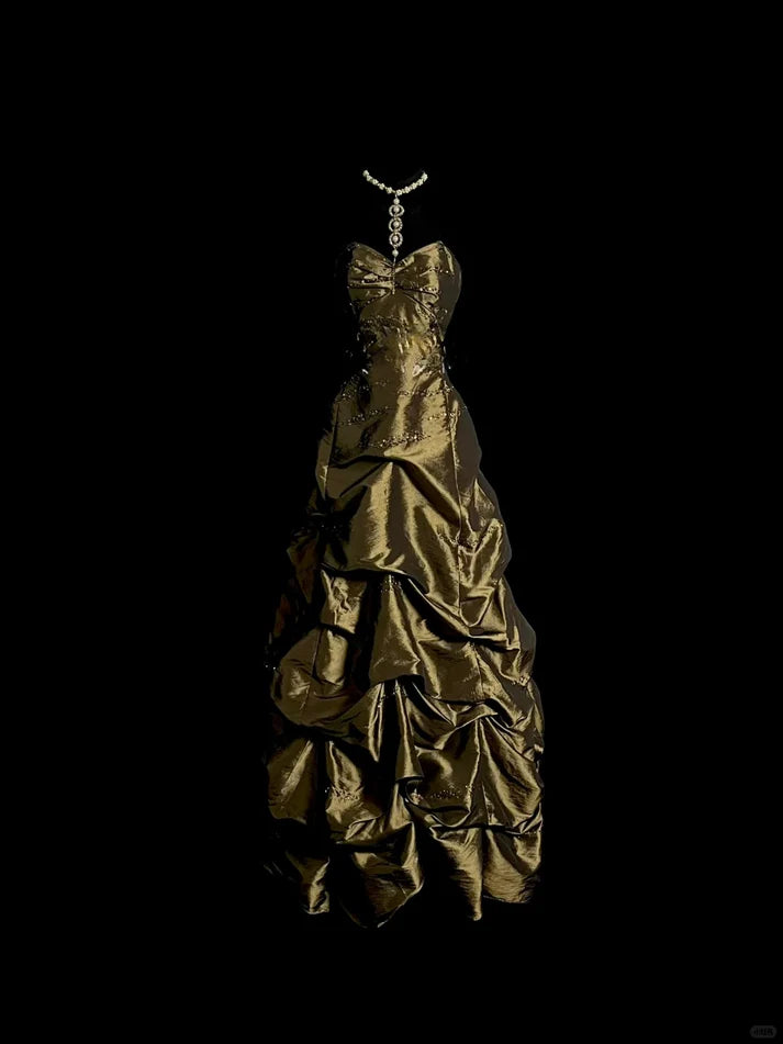 Gorgeous Ball Gown Sweetheart Beaded Taffeta Long Prom Dress Evening Dress