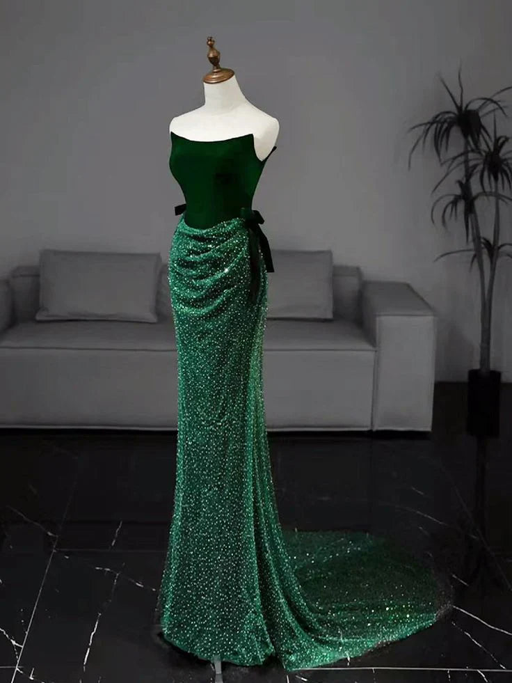 Mermaid Sequin Long Prom Dress Long Green Formal Dress Formal Women's Dresses