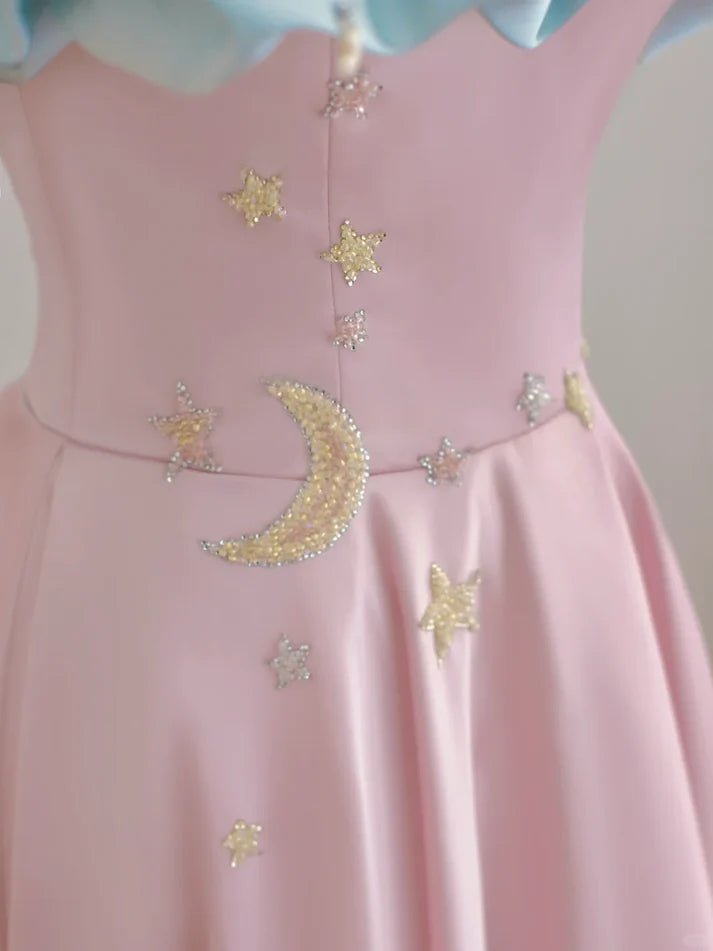 Lovely A line Off The Shoulder Beaded Satin Pink Party Dress Evening Dress