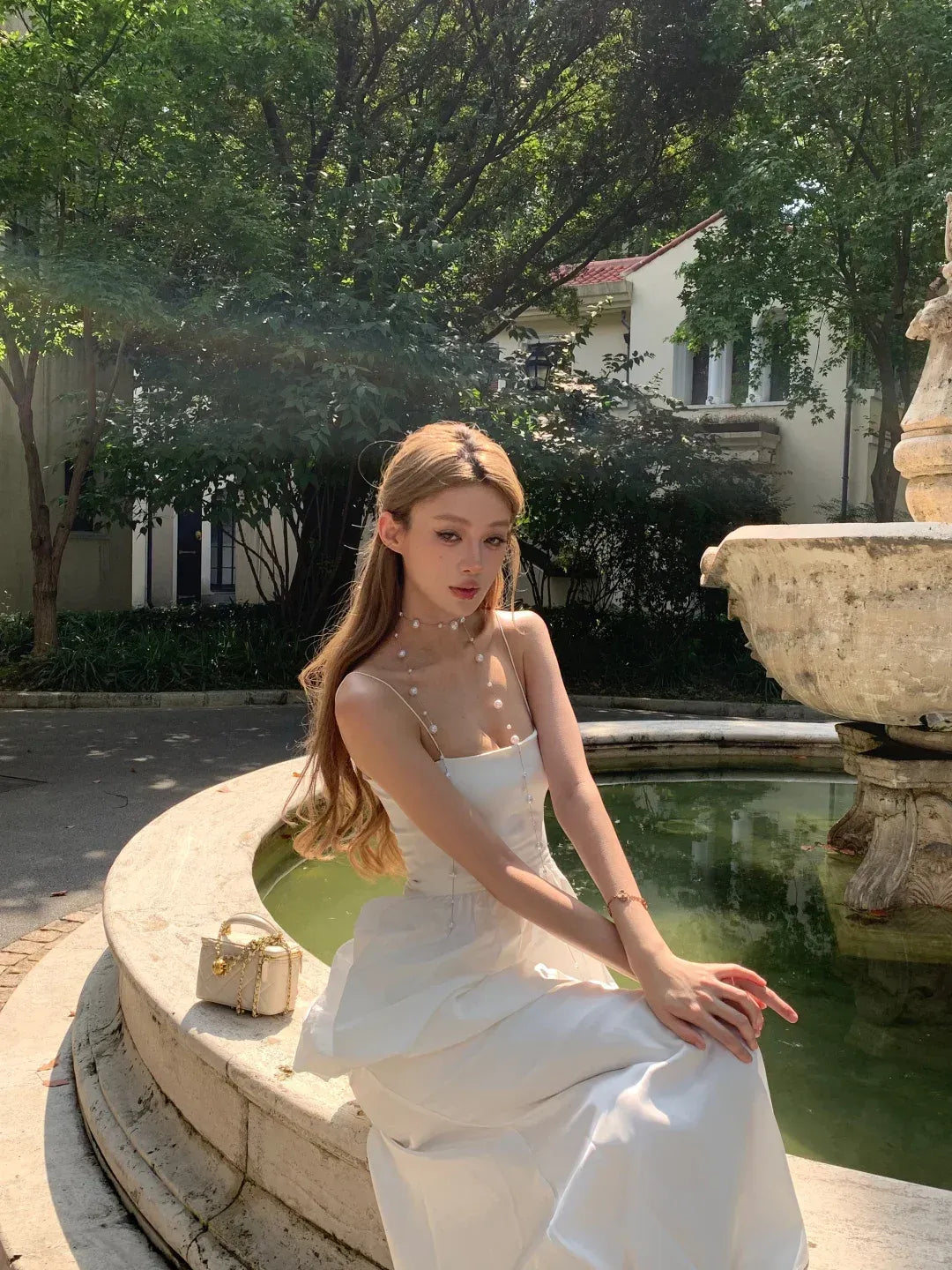 Lovely Mermaid Spaghetti Strap Satin White Prom Dress With Bubble Him