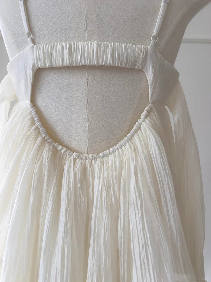 Lovely Spaghetti Straps Chiffon White Short Homecoming Dress Party Dress