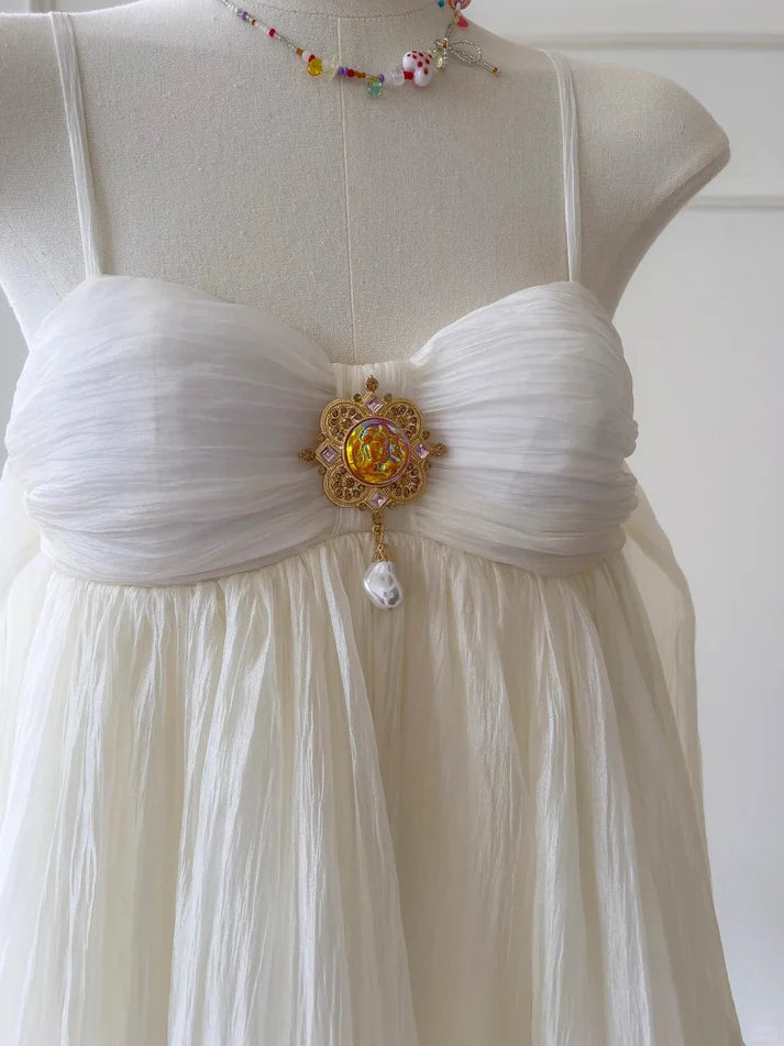 Lovely Spaghetti Straps Chiffon White Short Homecoming Dress Party Dress