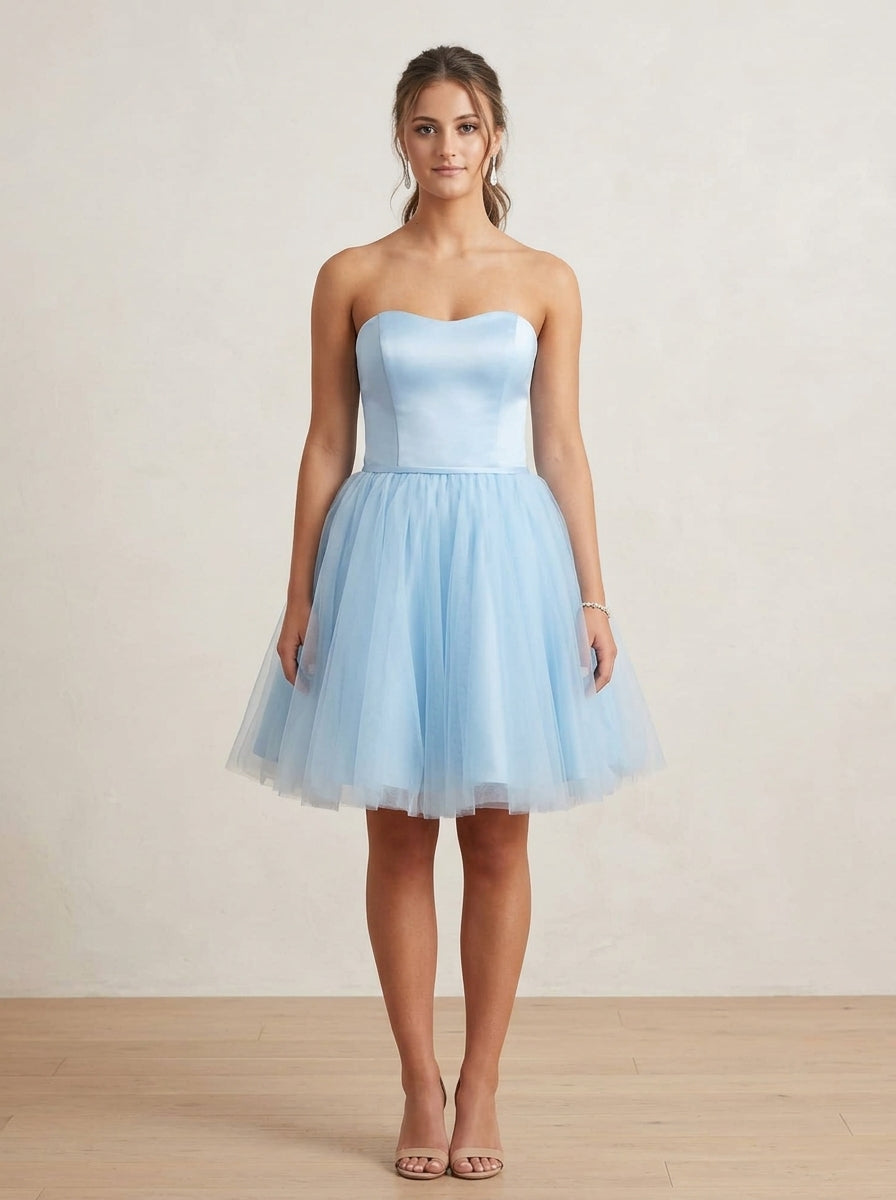 Lovely A-Line Sweetheart Corset Light Blue Short Homecoming Dress For Ladies