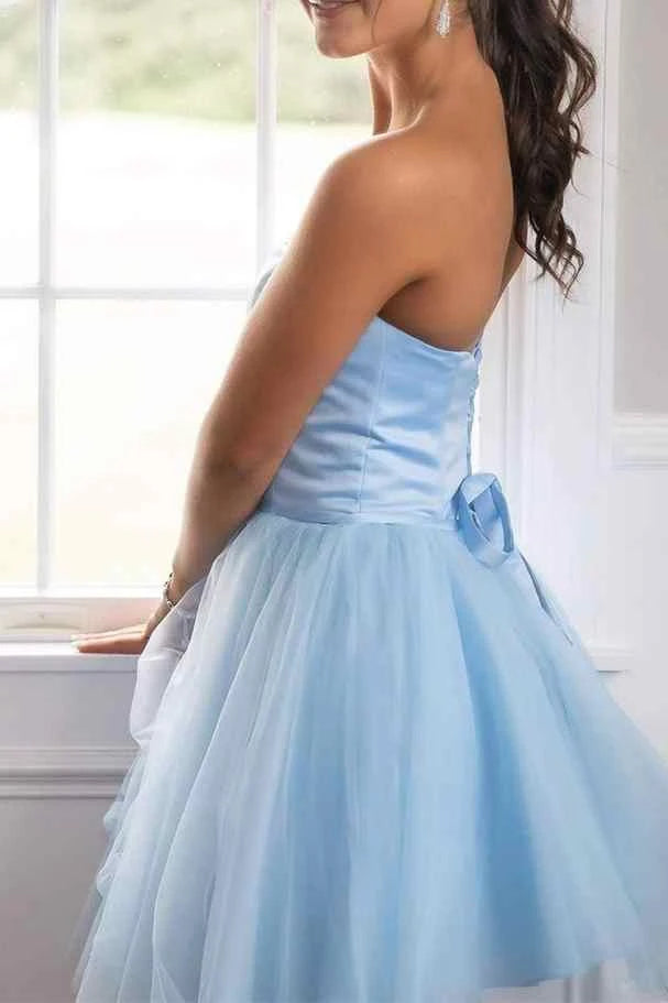 Lovely A-Line Sweetheart Corset Light Blue Short Homecoming Dress For Ladies