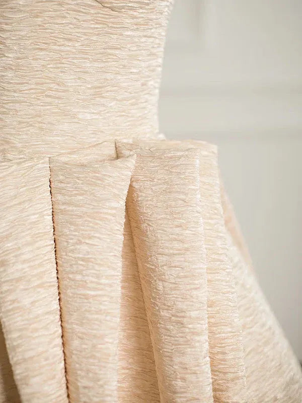 Luxe Ball Gown Sweetheart Neck Sleeveless Textured Champagne Maxi Prom Dress for Women Custom