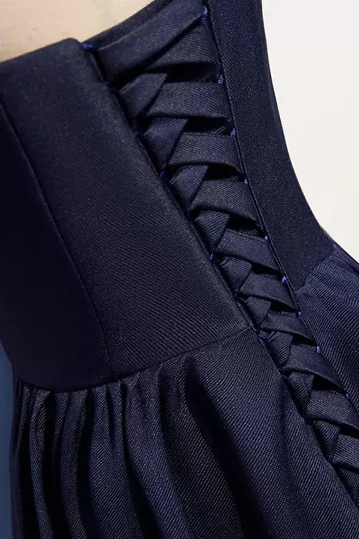Luxe Ballgown Sweetheart Sleeveless Bow-Accent Navy Blue Long Prom Dress for Women Ready to Ship