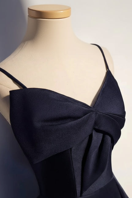 Luxe Ballgown Sweetheart Sleeveless Bow-Accent Navy Blue Long Prom Dress for Women Ready to Ship