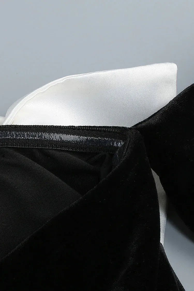 Luxe Mermaid Off-Shoulder Long-Sleeve Floral-Trimmed Velvet Black Maxi Evening Dress for Women