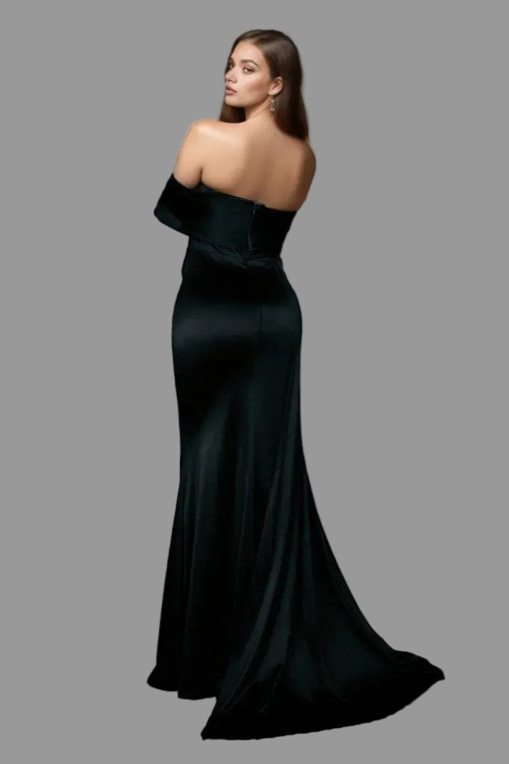 Luxe Velvet Floor-Length Evening Dress Black Off-Shoulder Sleeveless for Women