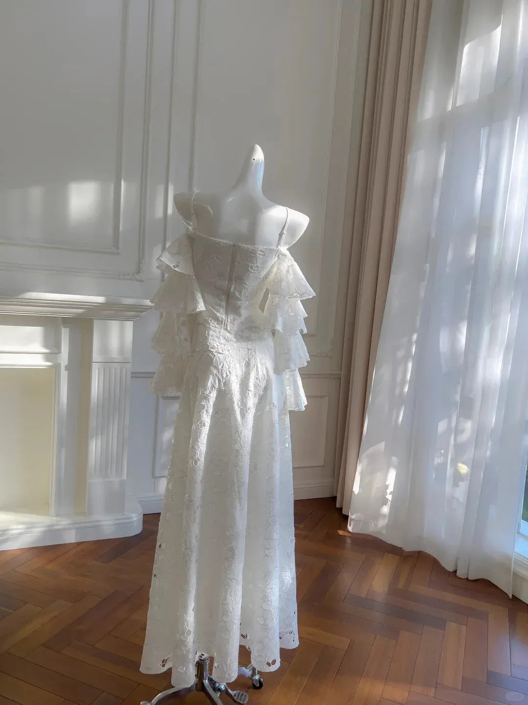 Luxurious Mermaid Off-Shoulder Tiered Ruffle White Floor-Length Prom Dress For Women Custom