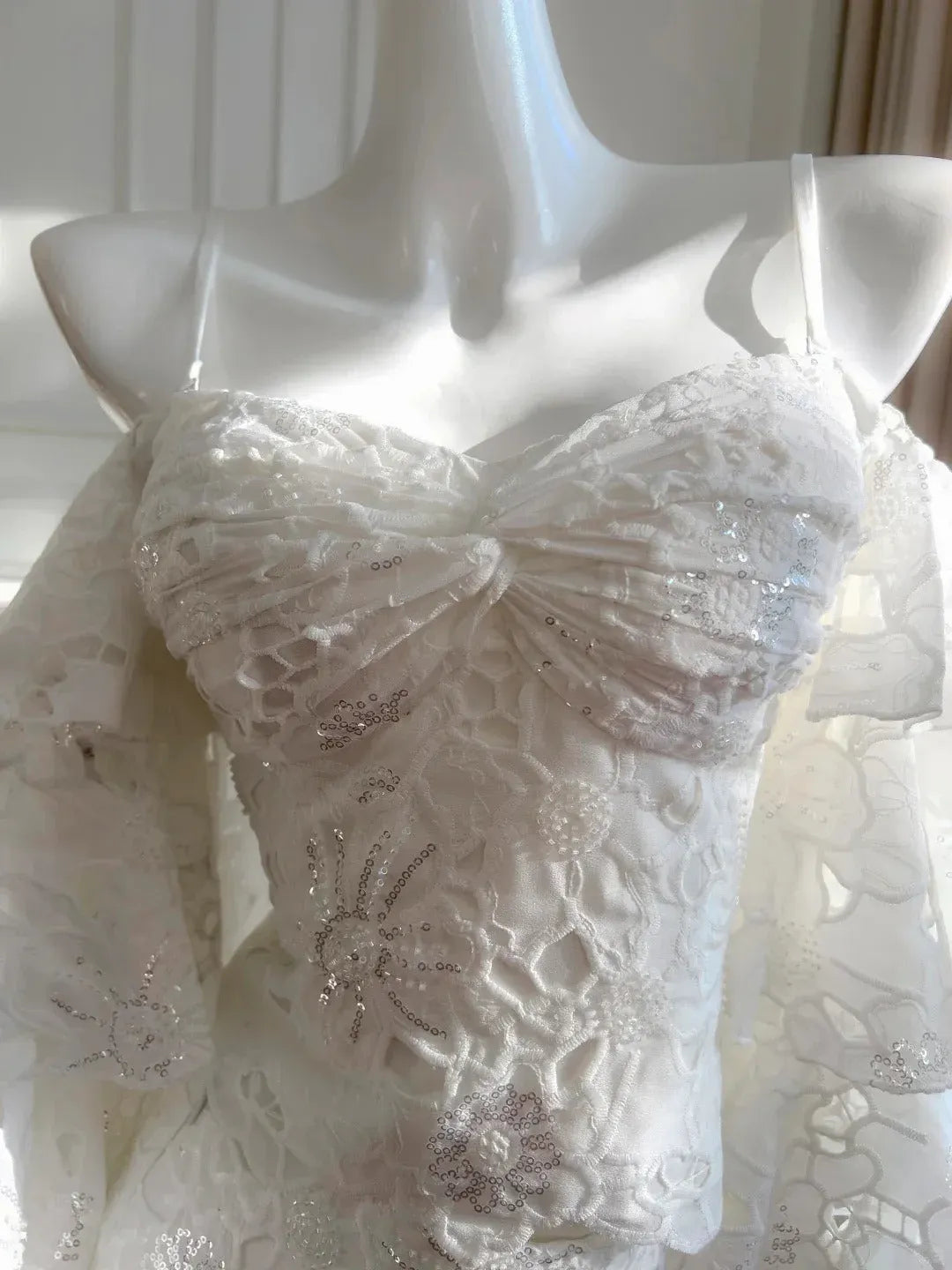 Luxurious Mermaid Off-Shoulder Tiered Ruffle White Floor-Length Prom Dress For Women Custom