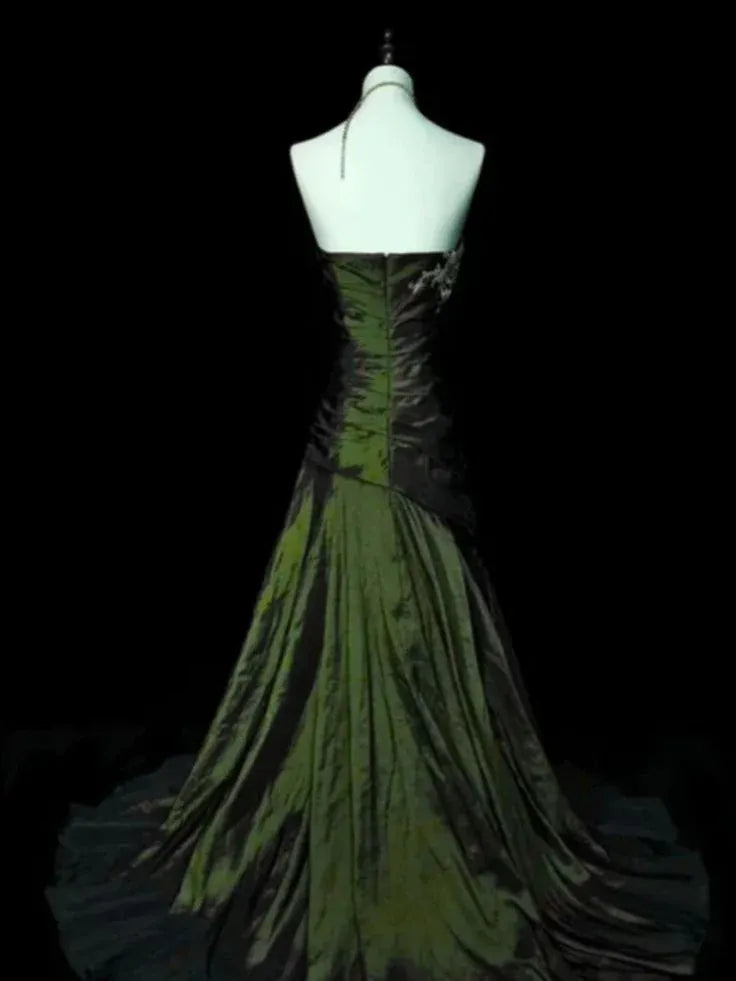 Luxurious Mermaid Sweetheart Neck Sleeveless Ruched Bronze Maxi Prom Dress for Women Custom