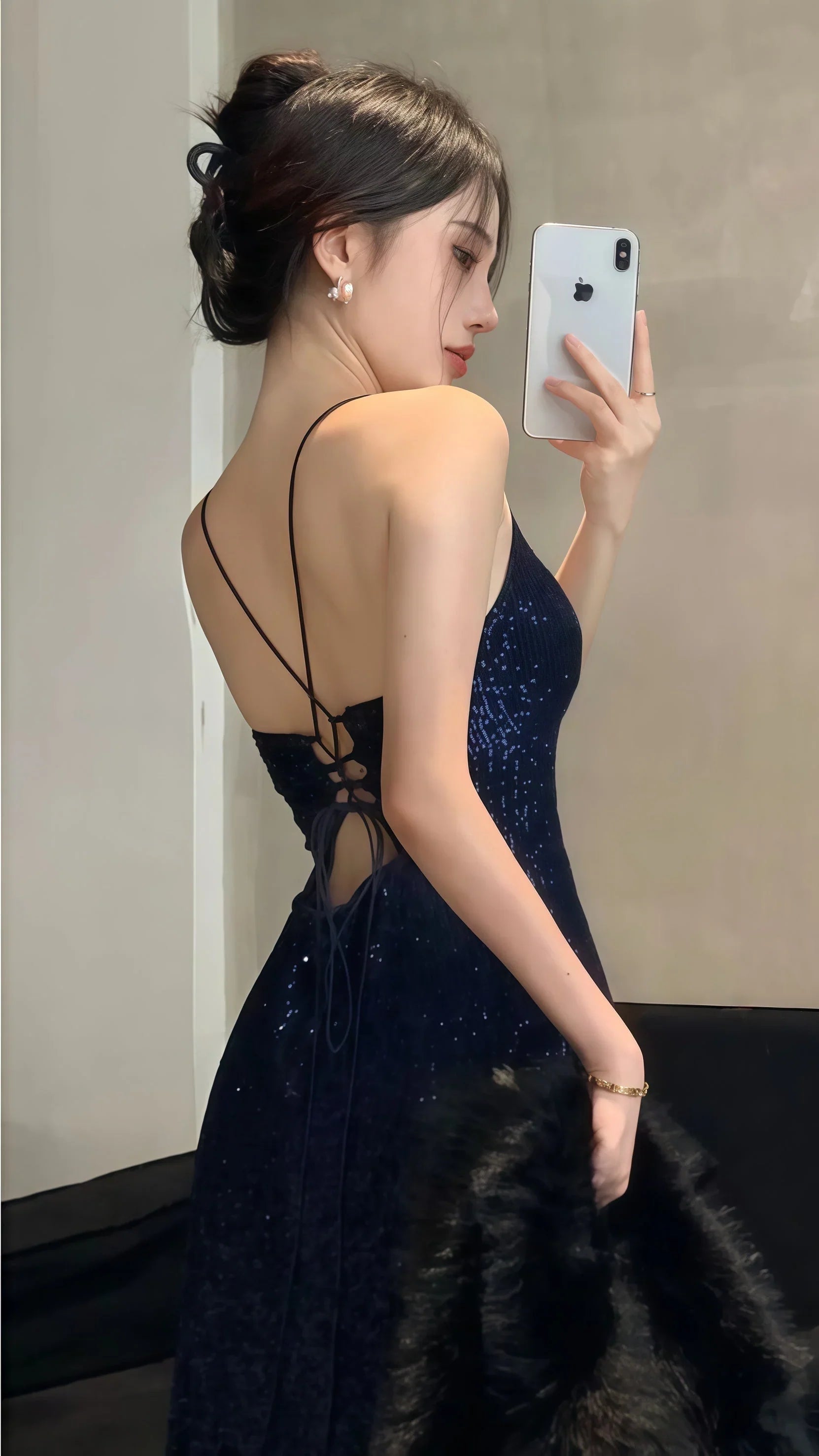 Luxury Mermaid V-Neck Sleeveless Cross Back Sweep/Brush Train Prom Dress