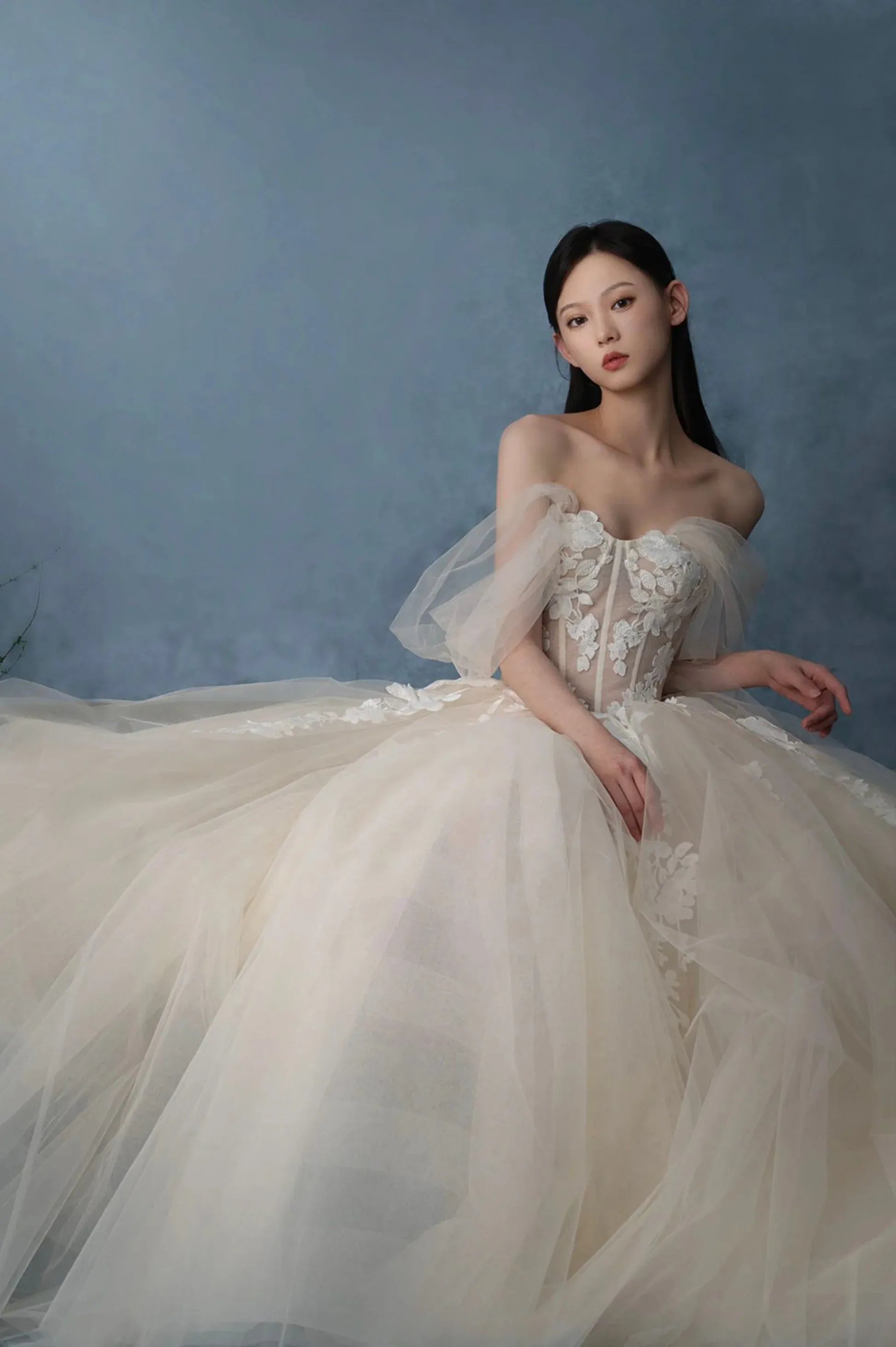 Modern A-Line Off the Shoulder Sleeveless Lace Up Sweep/Brush Train Wedding Dress