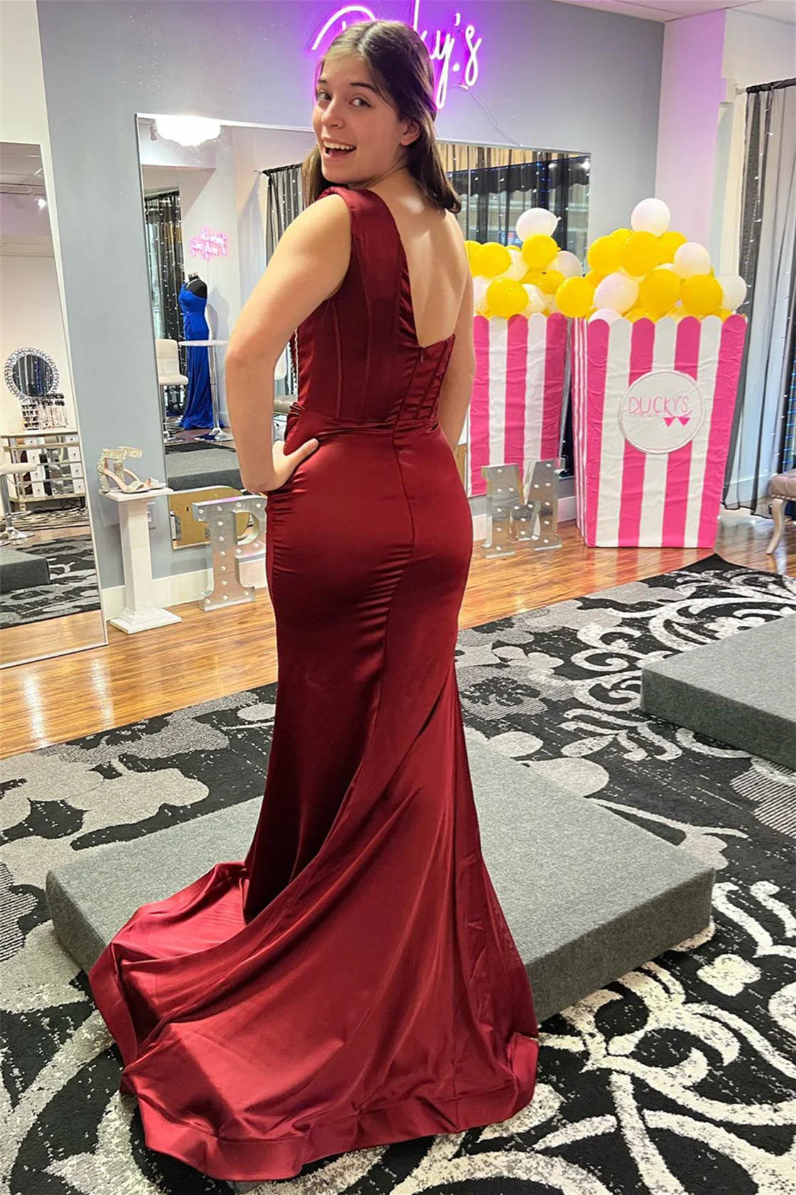 Modern Mermaid One Shoulder Sleeveless Zipper Up Sweep/Brush Train Prom Dress