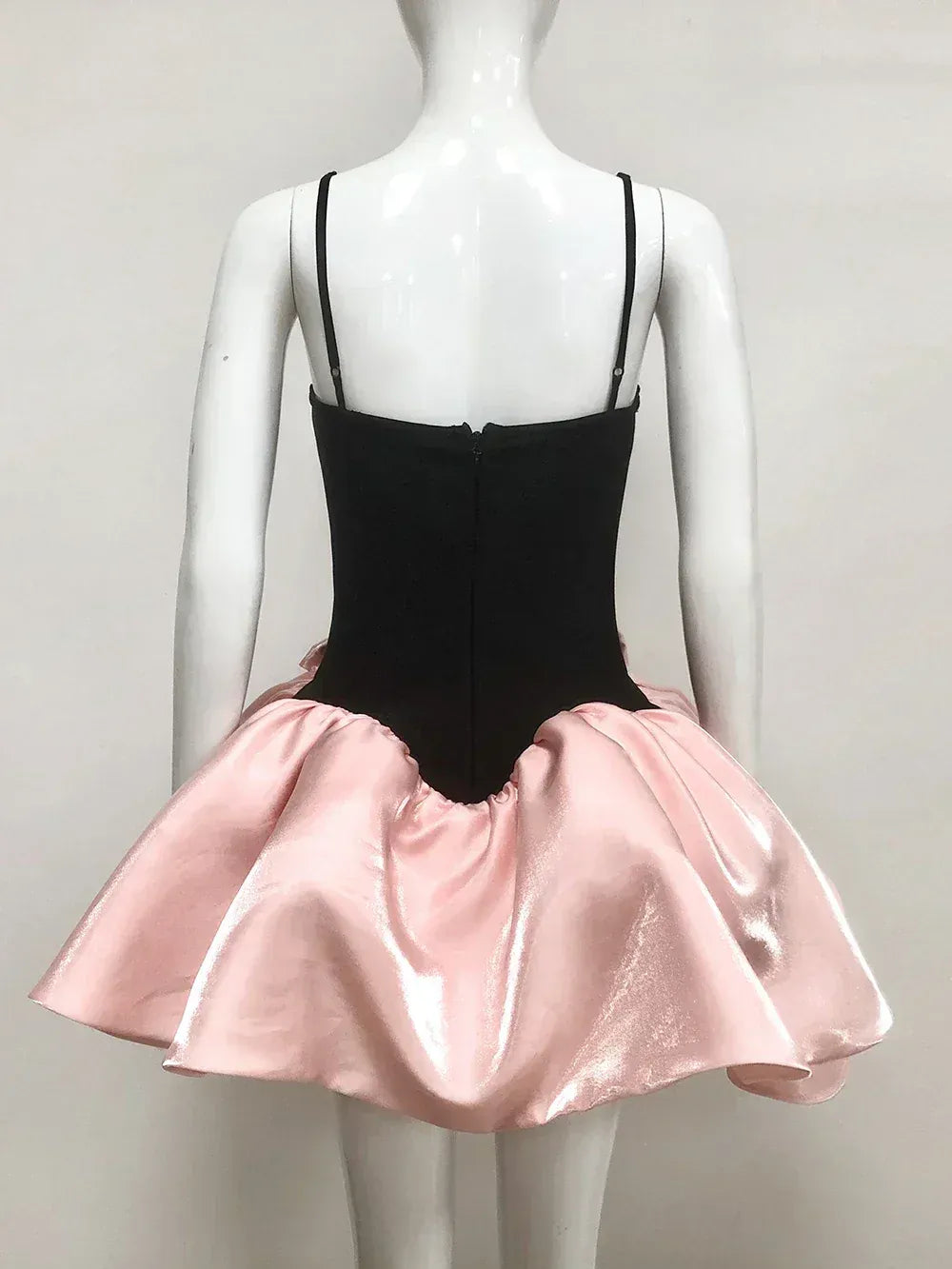 New A-Line Sweetheart Neck Bow Two-Tone Black and Pink Homecoming Dress