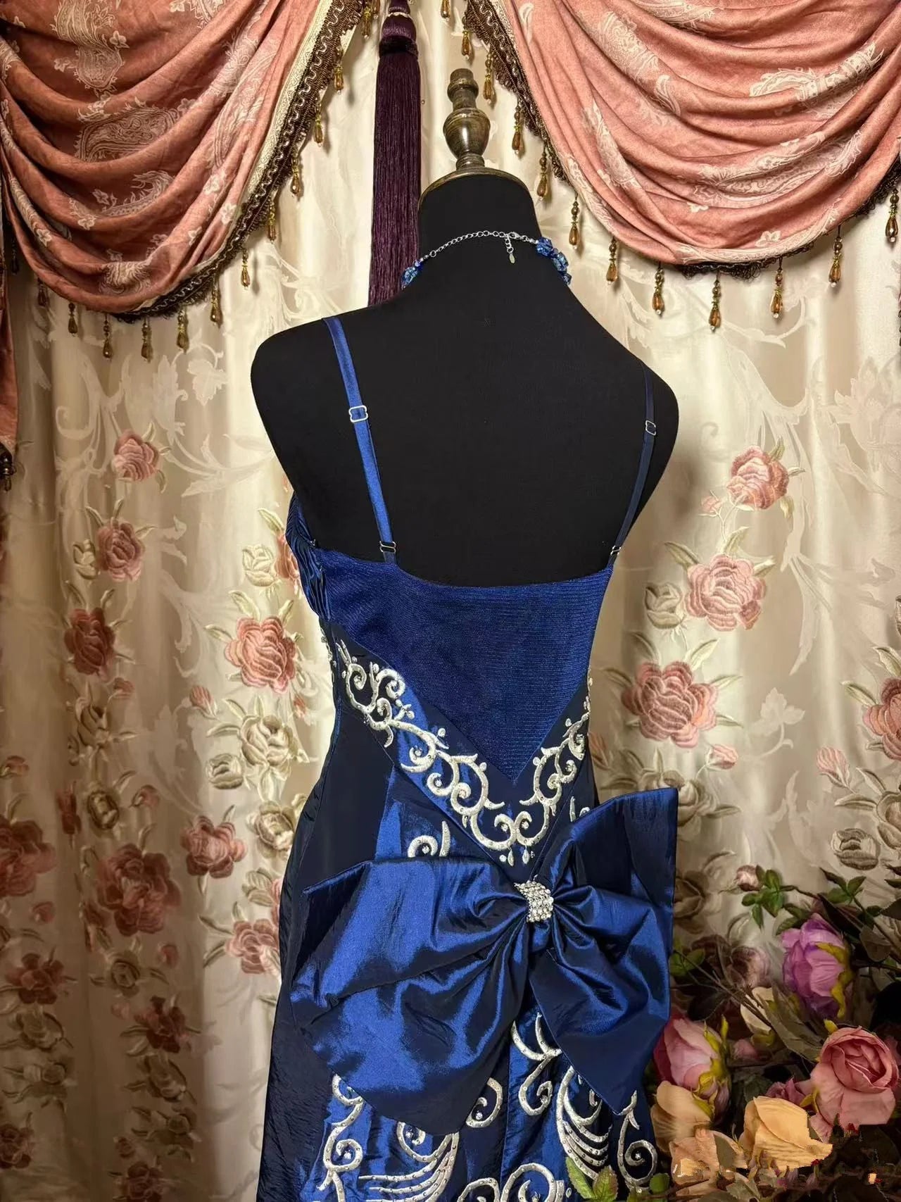 New Arrival Mermaid Spaghetti Straps Blue Long Prom Dress Evening Dress