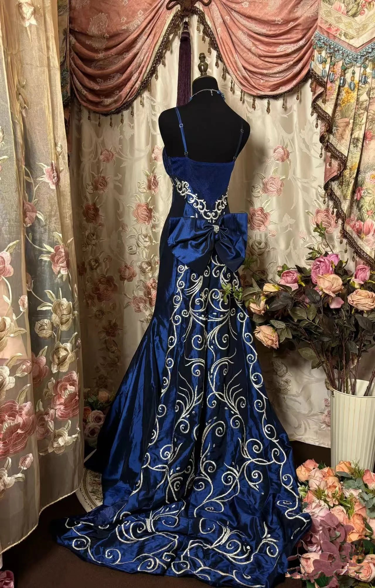 New Arrival Mermaid Spaghetti Straps Blue Long Prom Dress Evening Dress