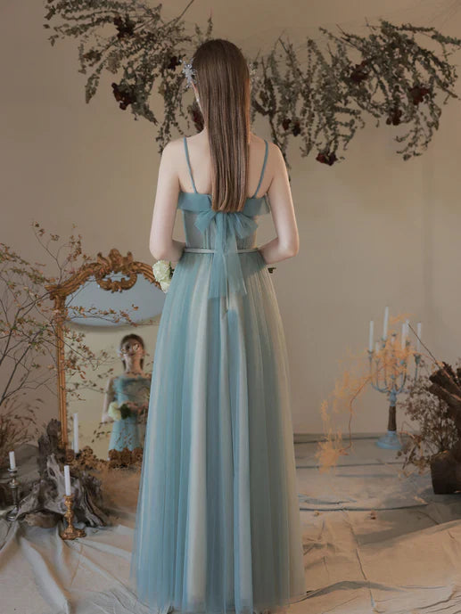 A-line Tulle Sweetheart Long Party Prom Dress
