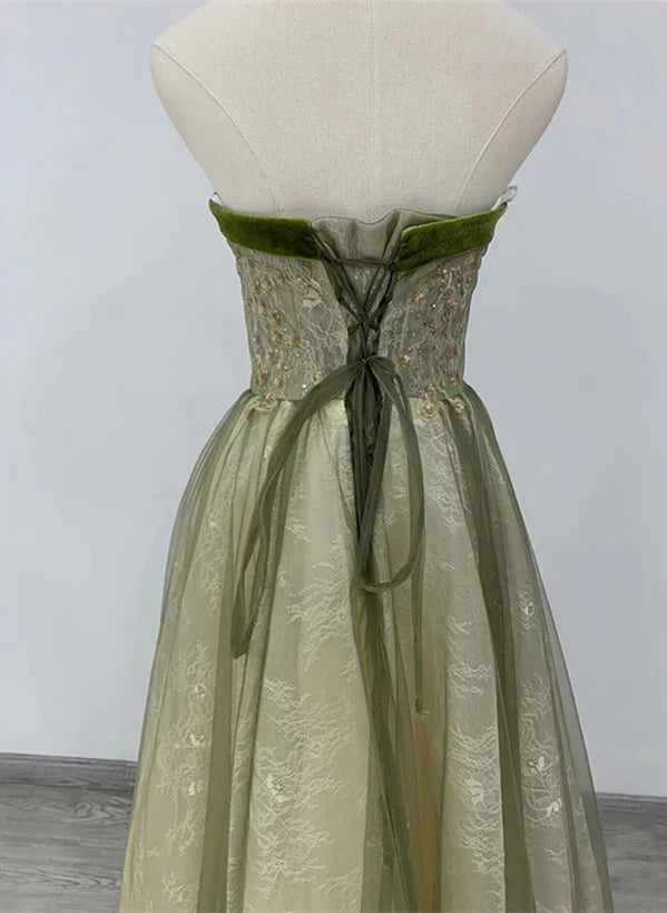 Light Green A-line Sweetheart Long Formal Dress
