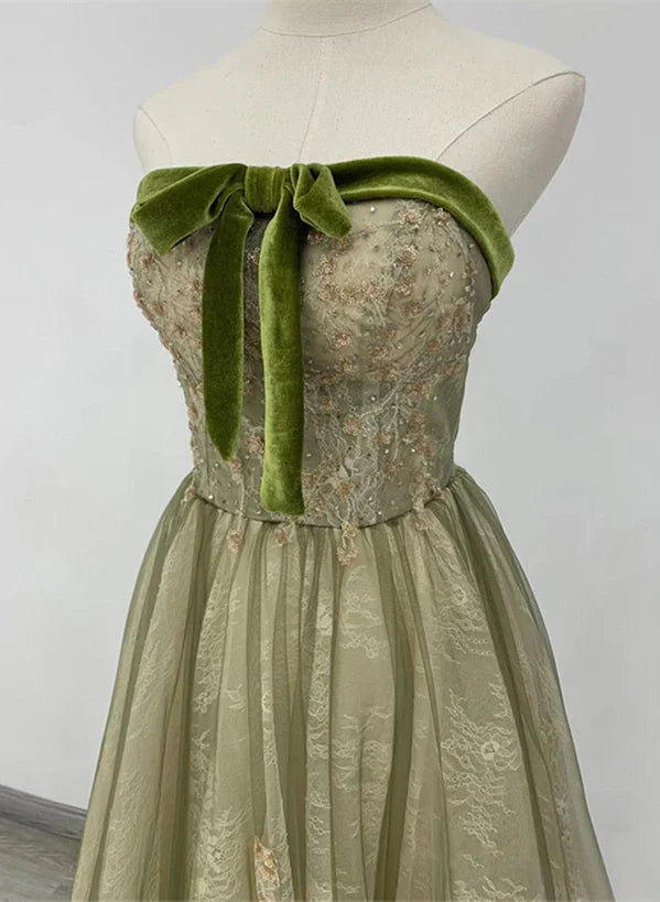 Light Green A-line Sweetheart Long Formal Dress