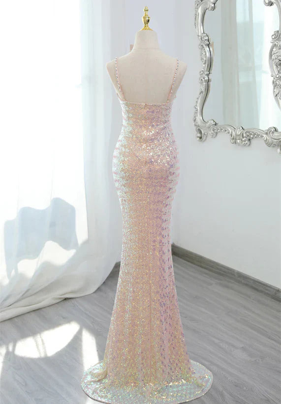 Lovely Sequins Mermaid V-neckline Straps Party Prom Dress
