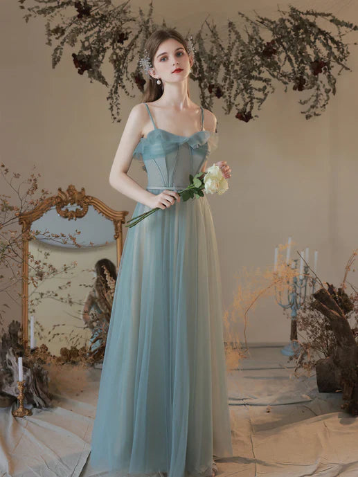 A-line Tulle Sweetheart Long Party Prom Dress