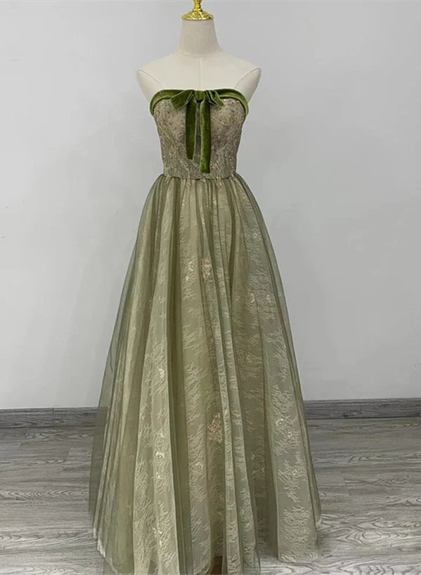 Light Green A-line Sweetheart Long Formal Dress