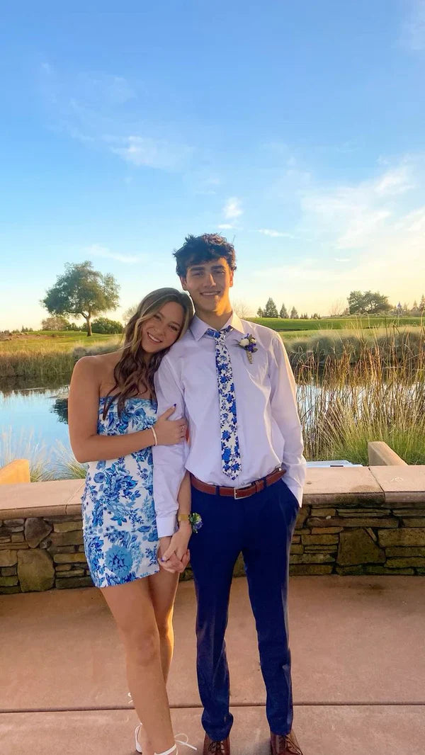 Off-the-Shoulder Cute Short Blue Bodycon Homecoming Dress