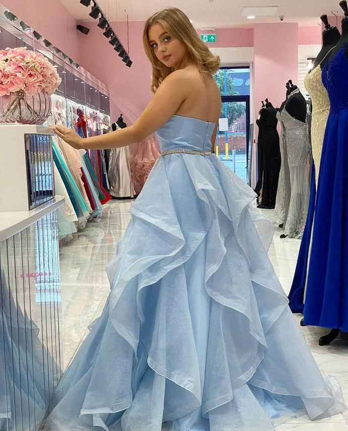 Pretty A-Line Sweetheart Beaded Long Prom Dress With Asymmetrical Hem