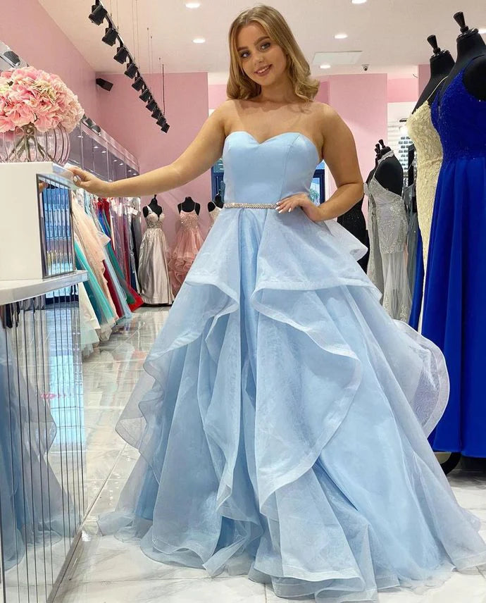 Pretty A-Line Sweetheart Beaded Long Prom Dress With Asymmetrical Hem