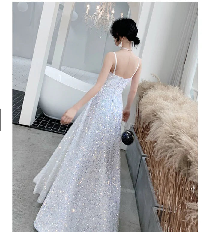 Pretty A-line Sweetheart Pleated Sequins White Full Length Prom Dress
