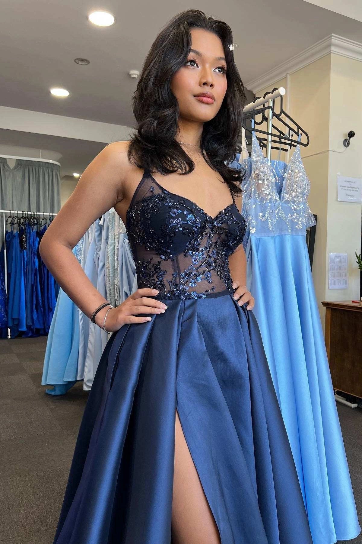 Pretty A Line Spaghetti Strap Sleeveless Lace Up Floor-Length Prom Dresses
