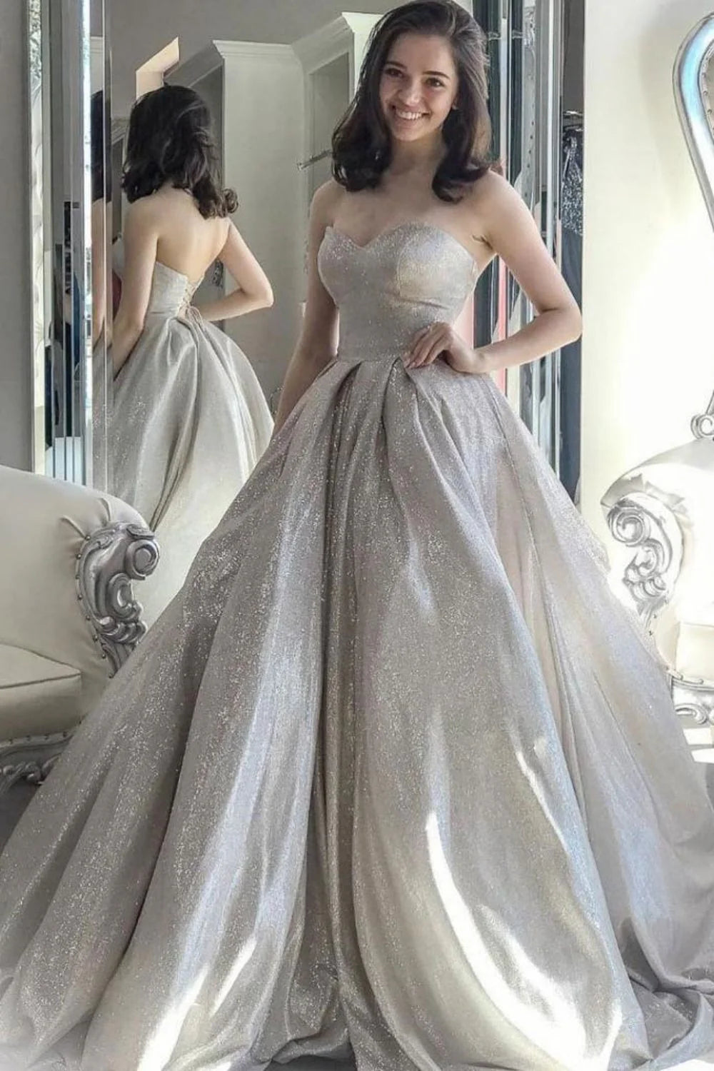 Pretty Ball Gown A-line Sweetheart Floor Length Party Dress Prom Dress