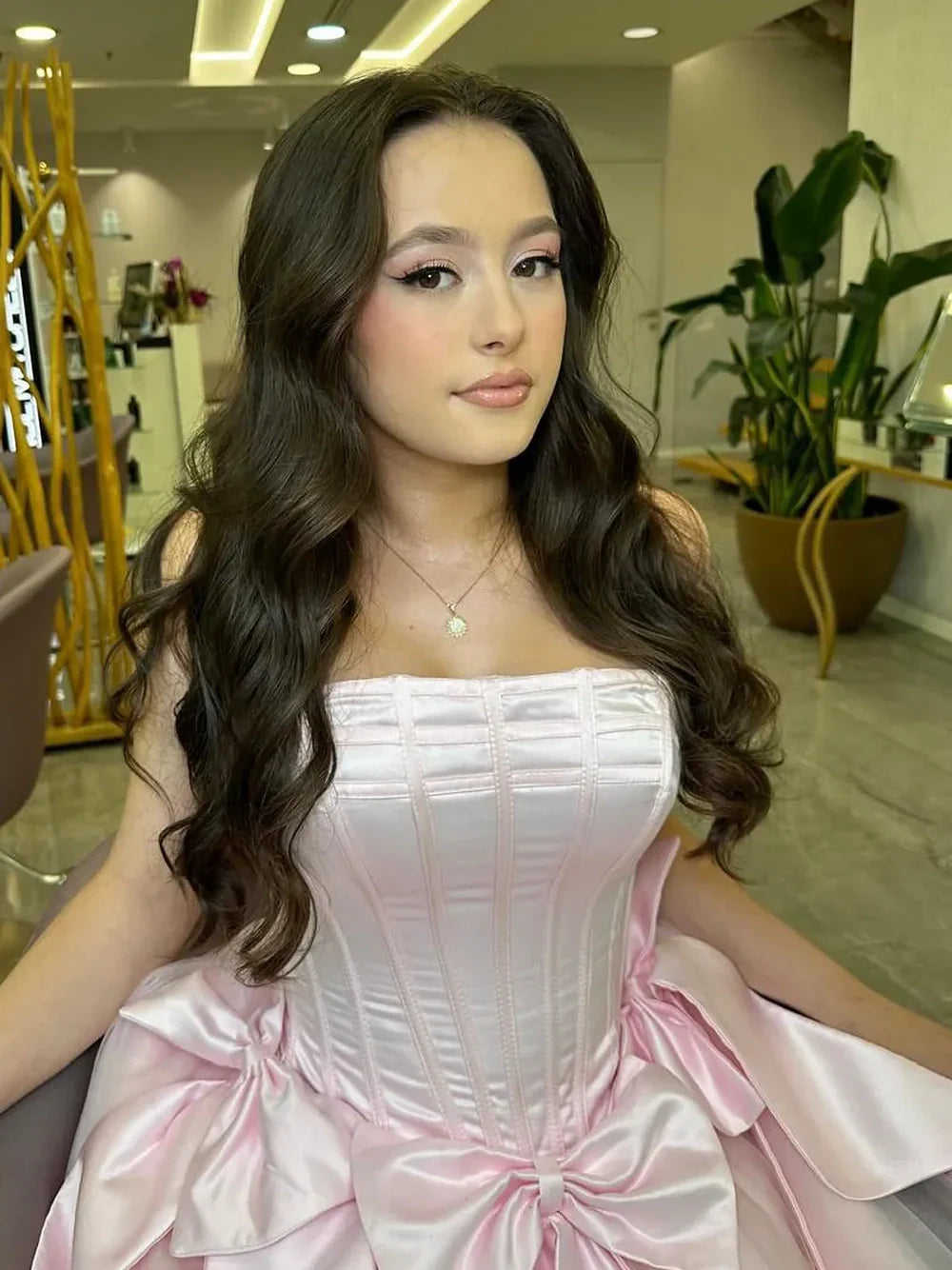 Pretty Princess A Line Strapless Corset Pink Homecoming Dress With Bow
