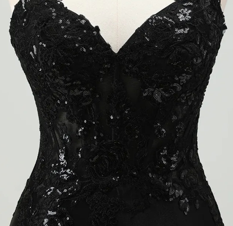 Xuewuba Formal Wear Dresses Black?Sweetheart Satin Mermaid Long Corset Prom Dress with Appliques Prom Dresses Stores