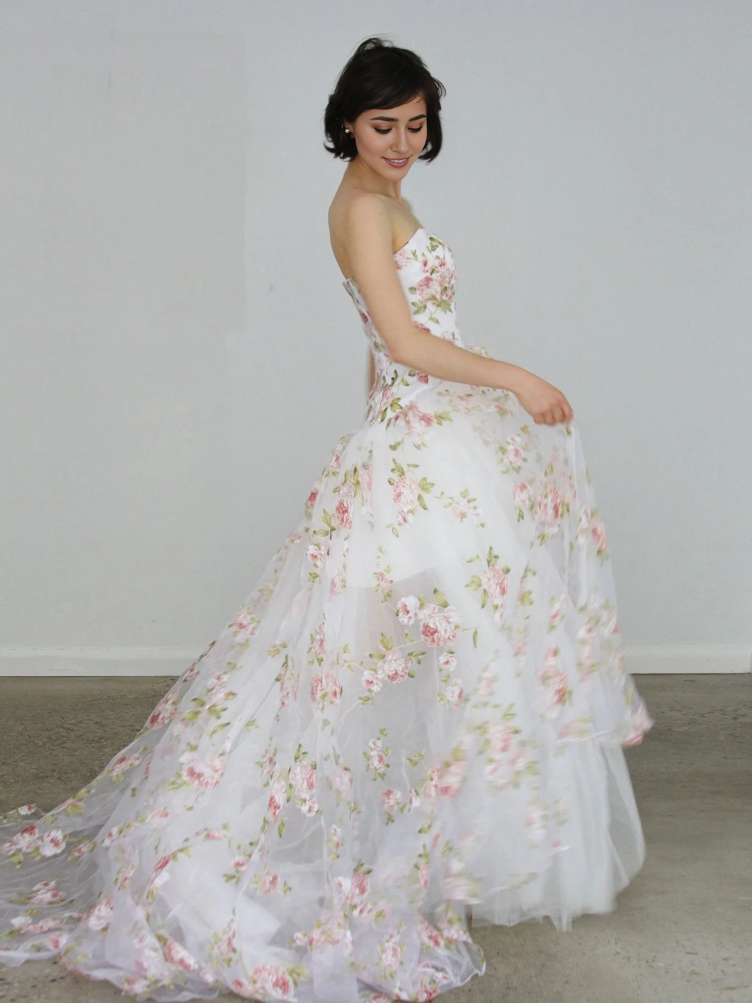 A-line Tulle High Low Long Prom Dress With Train