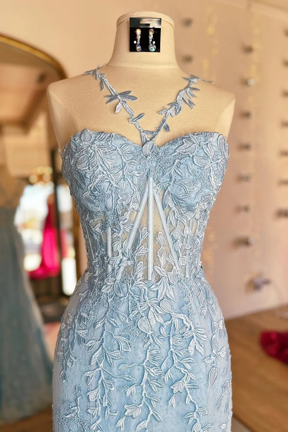 Xuewuba Formal Wear Dresses Princess A Line One Shoulder Blue Corset Prom Dress with Ruffles Prom Dresses Stores