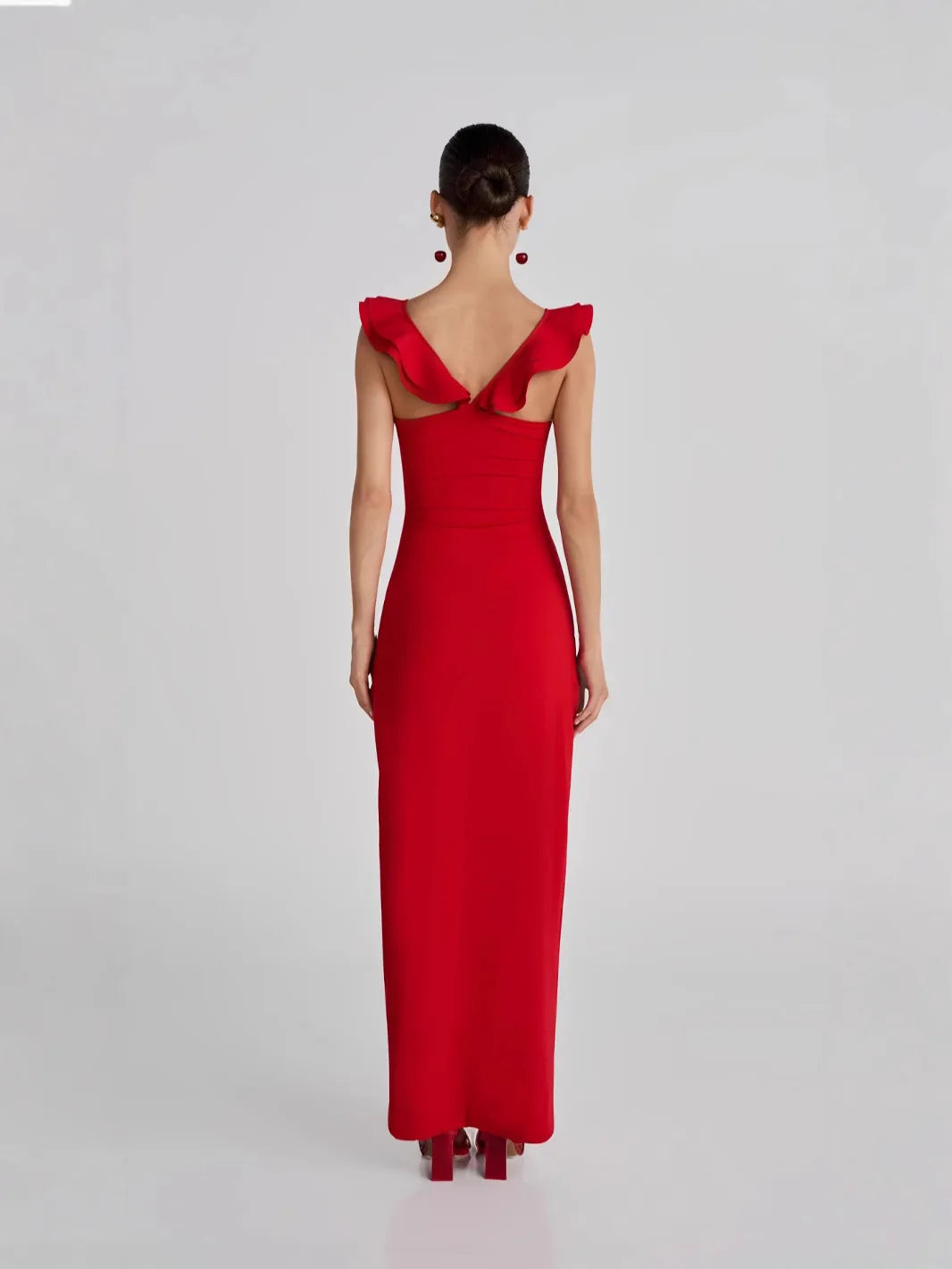 Xuewuba Stores With Prom Dresses Red Flower Ruffles Strap Maxi Prom Dress Formal Women's Dresses