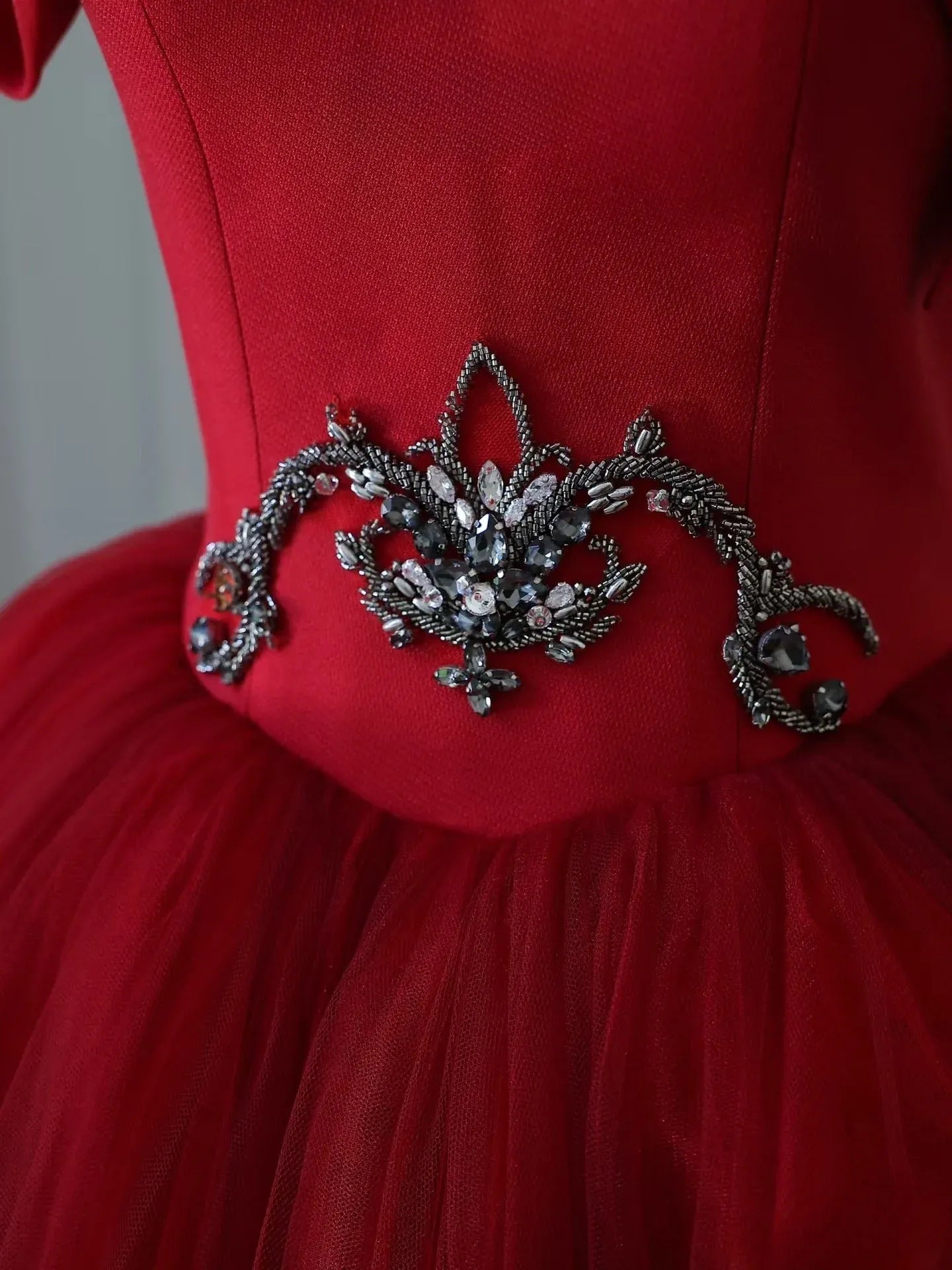 Regal Ballgown Off-Shoulder Crystal-Accent Red Long Prom Dress for Women Ready to Ship