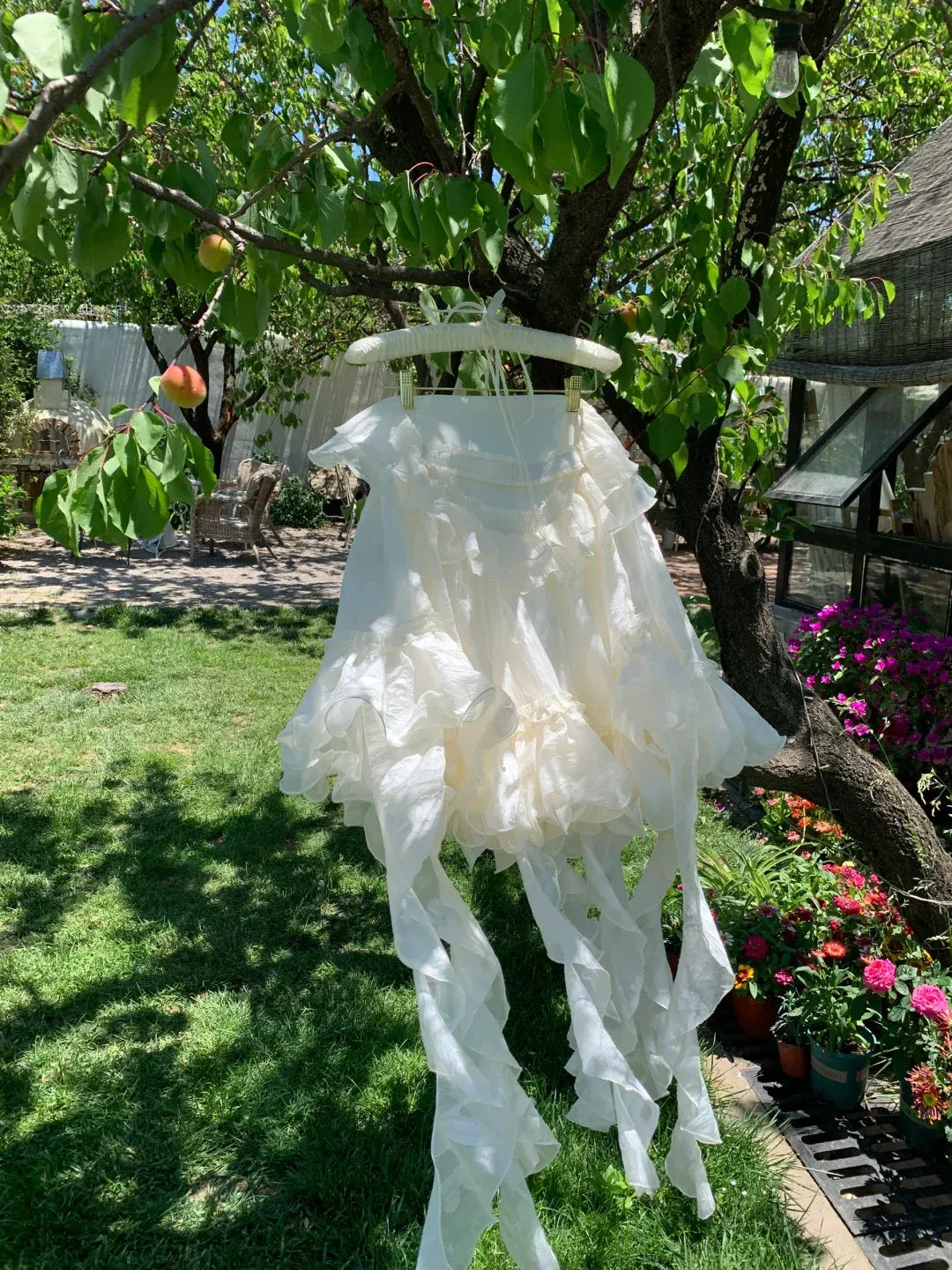 Romantic A-Line Halter Floral Applique White Short Homecoming Dress With Ruffle