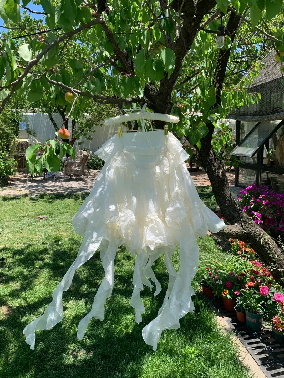 Romantic A-Line Halter Floral Applique White Short Homecoming Dress With Ruffle