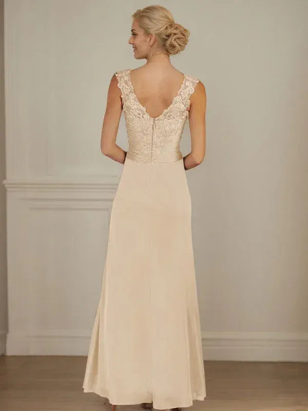 Romantic A-line Sweetheart Lace Appliqué Champagne Floor-length Mother of the Bride Dress Ready to Ship