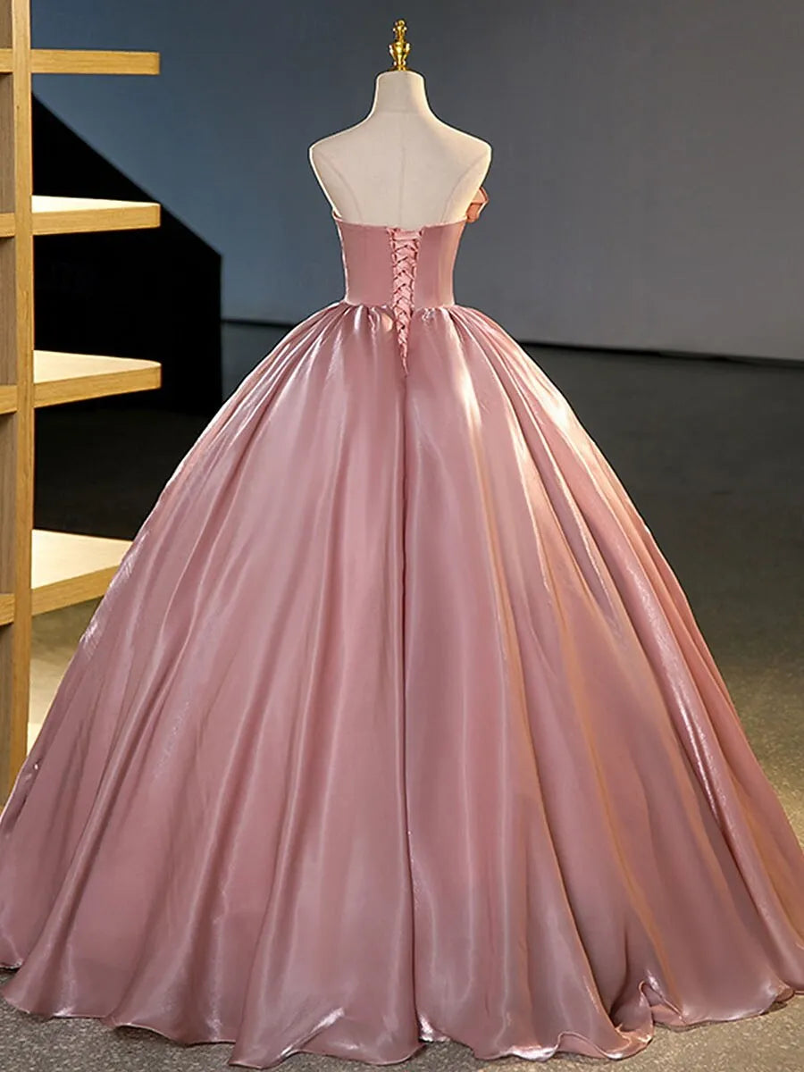 Romantic Ball Gown One Shoulder Ruffle Bow Dusty Pink Floor Length Prom Dress For Sale