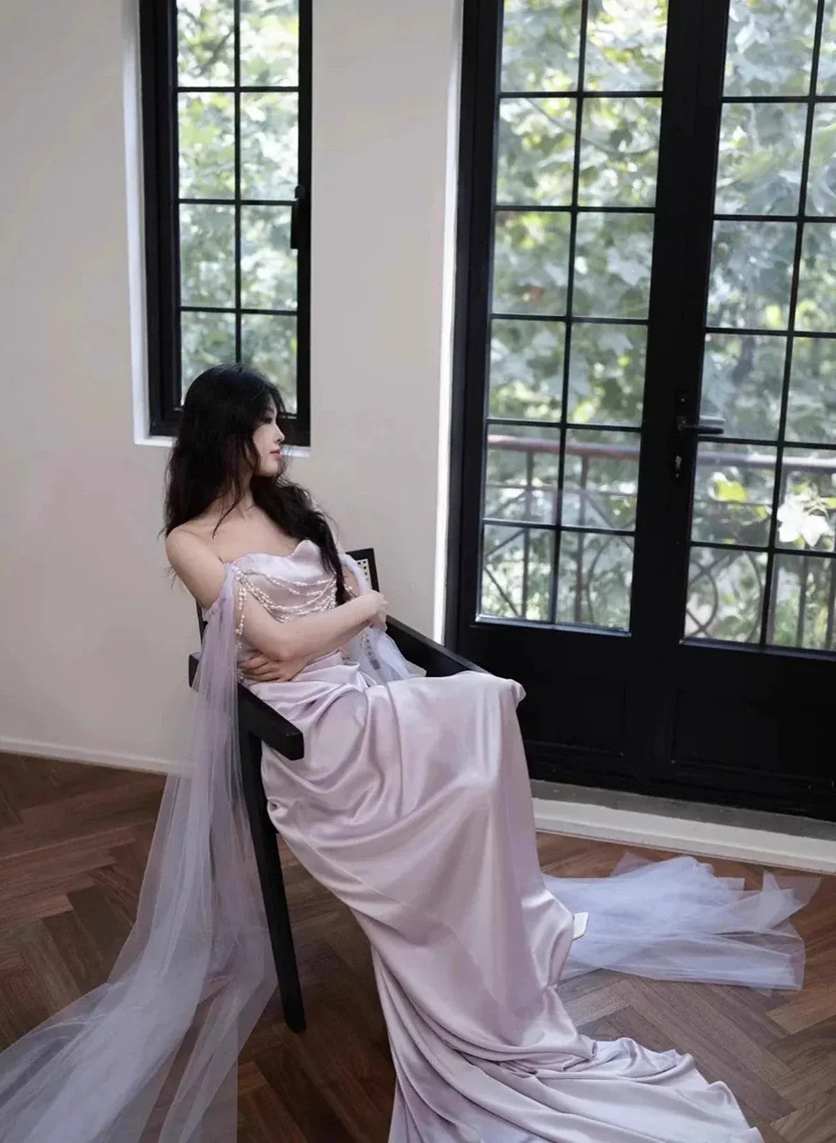 Romantic Sheath Strapless Sleeveless Pearl Dusty Pink Maxi Prom Dress for Women Ready to Ship