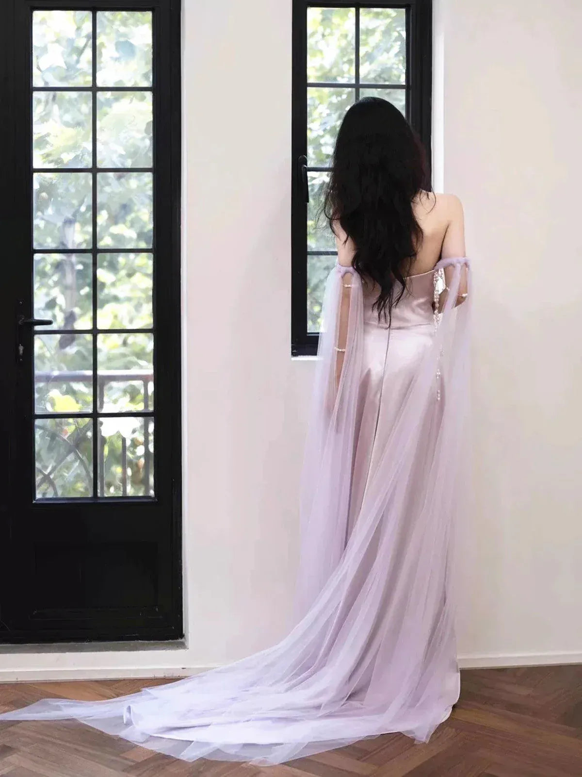 Romantic Sheath Strapless Sleeveless Pearl Dusty Pink Maxi Prom Dress for Women Ready to Ship