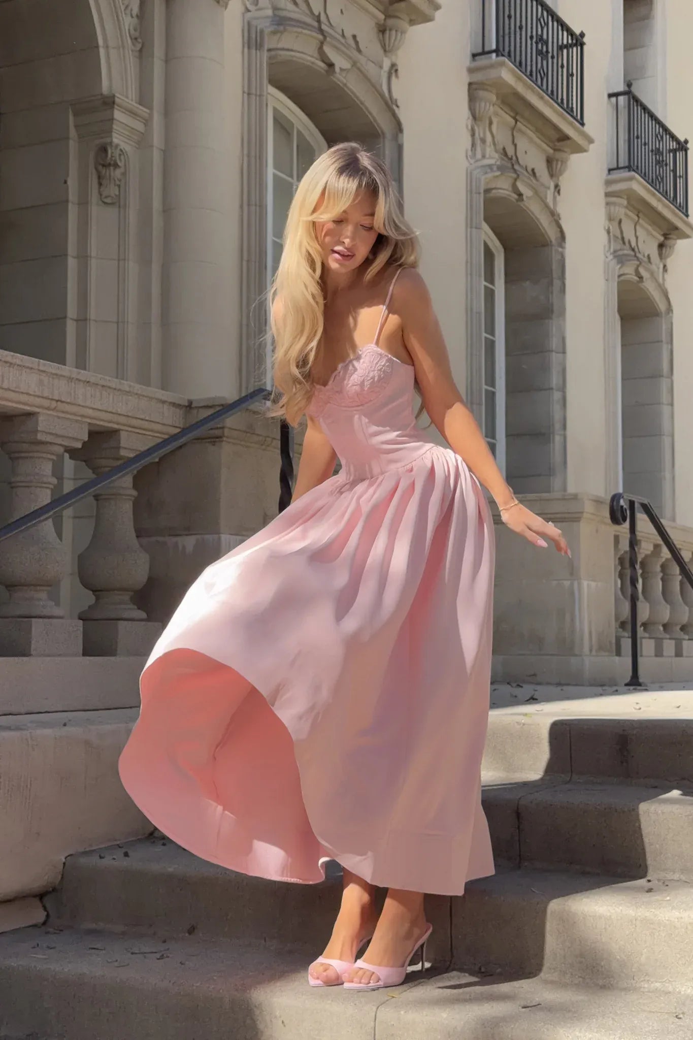 Romantic Sweetheart Spaghetti Strap Lace Pink High-Low Homecoming Dress